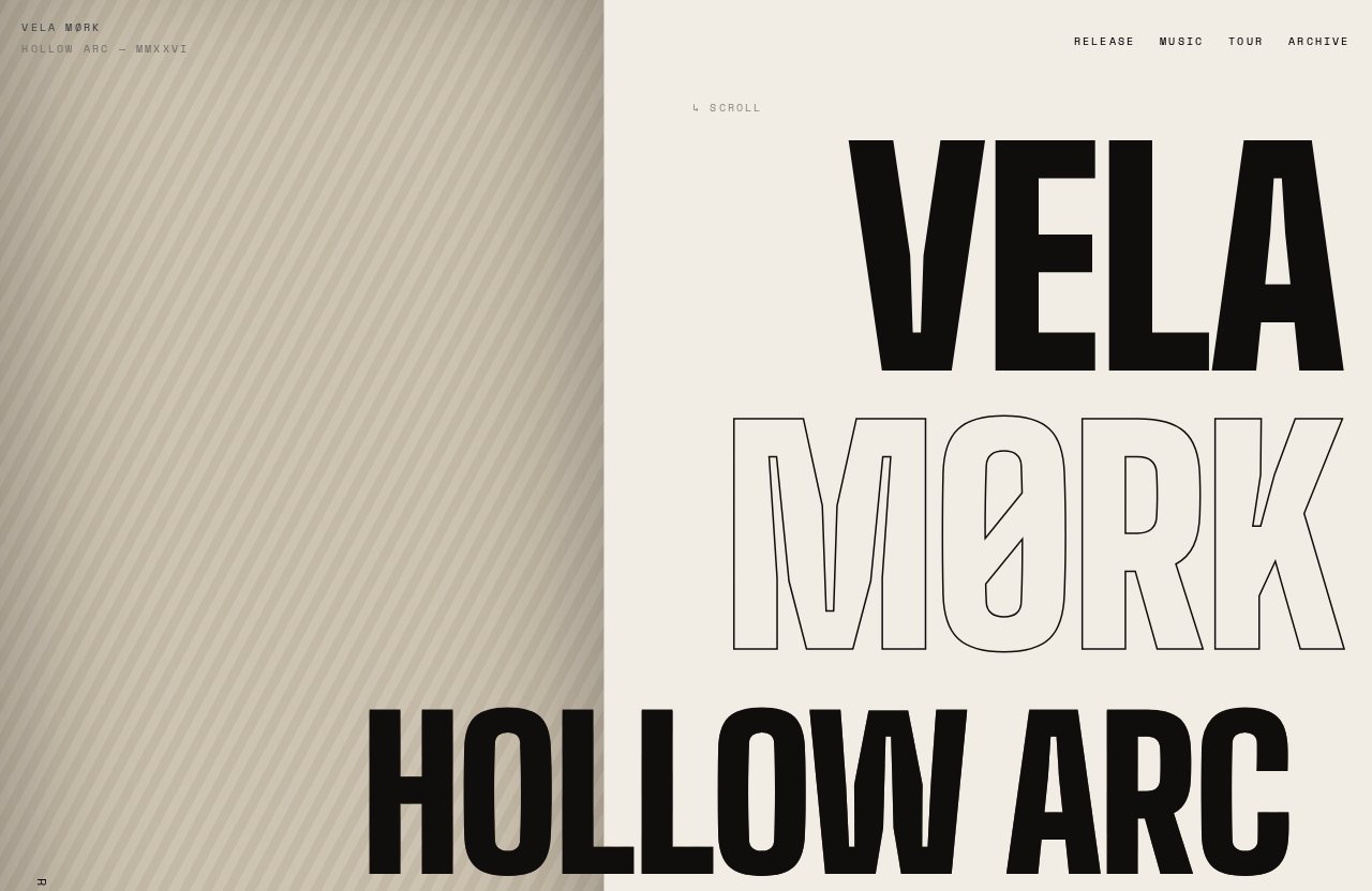 Vela Mørk · Hollow Arc template